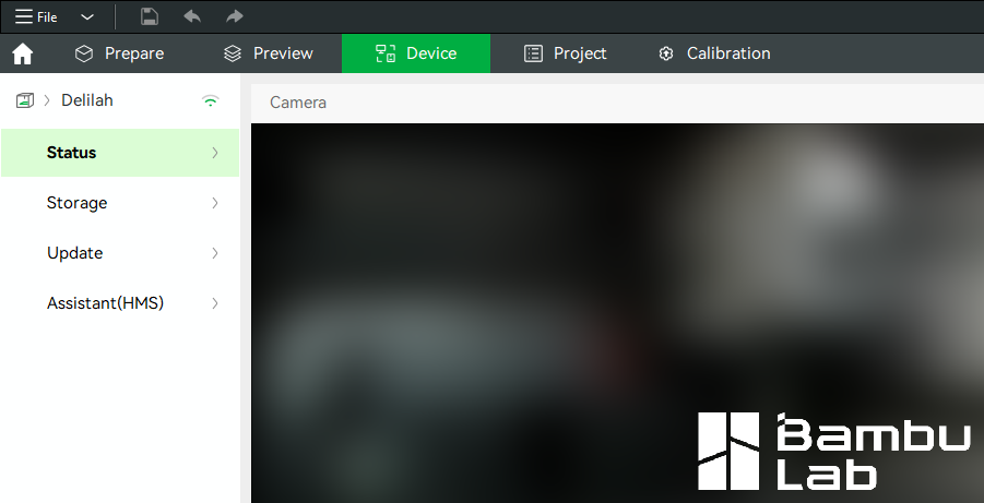 Bambu Studio Device page printer selector