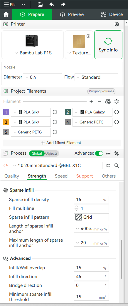 Bambu Studio infill settings