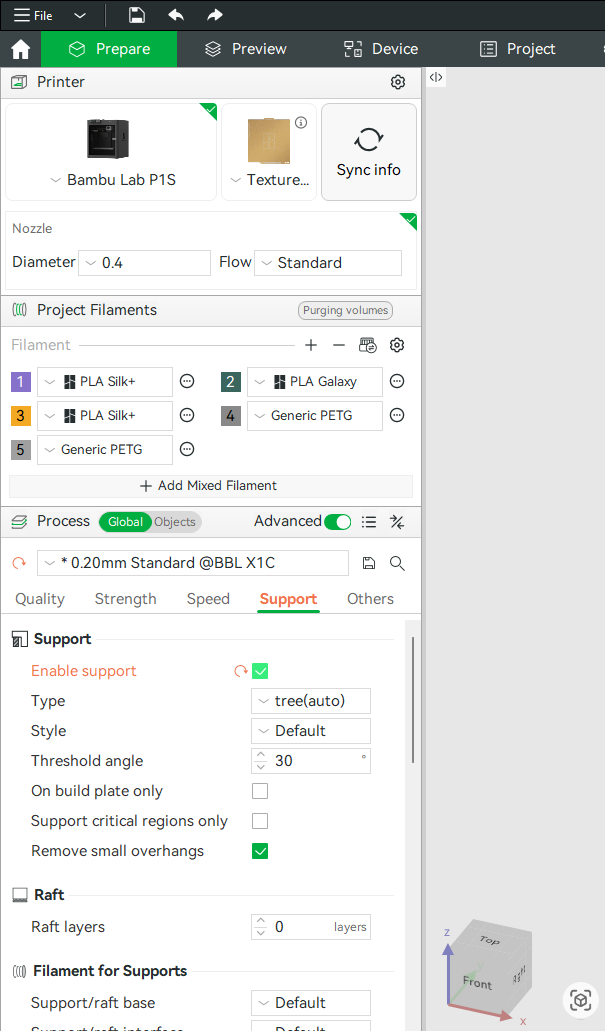 Bambu Studio support settings